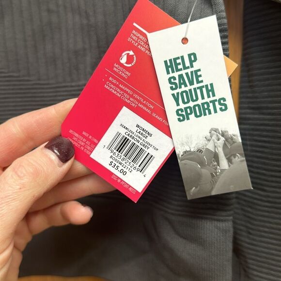 NWT DSG Seamless Carbon‎ Grey Ling Sleeve Crop Size L - Picture 3 of 5